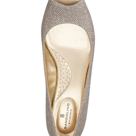 Bandolino Womens Candra Peep Toe Gold Metallic Wedge Dressy Pump Size 7.5 - Picture 2 of 5